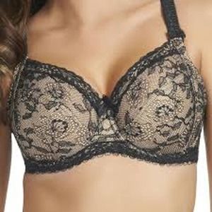 Fantasie Womens 34H Susanna Mesh Lace Side Support Underwire Bra Black FL-2402